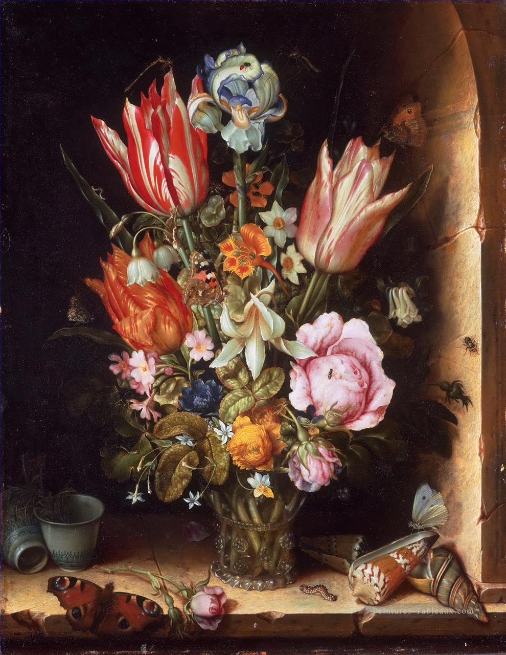 Bosschaert Ambrosius Nature morte avec des fleurs et des coquillages Peintures à l'huile
